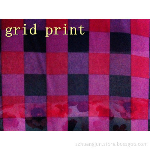 100%polyester grid print chiffon made in china